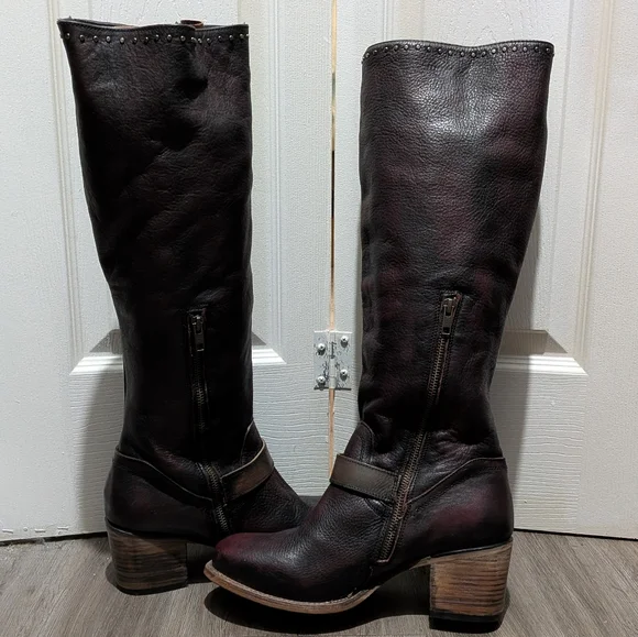 NEW Freebird Carson Leather Tall Boots Sz 11 Deep Wine & Brown - Picture 5 of 12